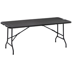 Outsunny Folding Garden Dining Table for 6, Rectangular Outdoor Dining Table with HDPE Tabletop, Foldable Garden Table with Steel Frame for Balcony, Porch, Charcoal Grey