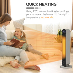 HOMCOM 2kW PTC Ceramic Tower Heater, 10-35√Ç¬∞C Temperature Range