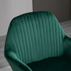 HOMCOM Velvet-Feel Plisse Back Accent Chair - Green