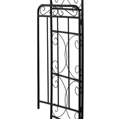 Outsunny Garden Decorative Metal Arch with Gate Outdoor Patio Trellis Arbor for Climbing Plant Archway Antique Black - 108L x 45W x 215Hcm