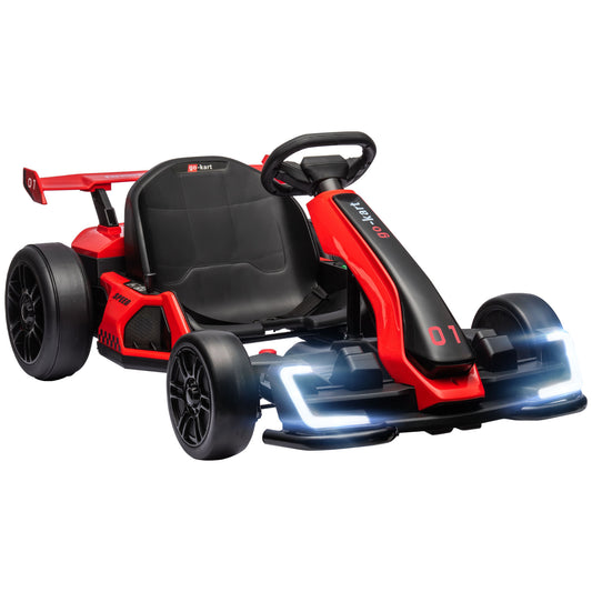 HOMCOM 24V Electric Go Kart for Kids with Adjustable Seat for 6-12 Years, Red