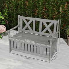 Outsunny 2-Seater Garden Storage Bench for Patio Wood Porch Decor Outdoor Seating, Charcoal Grey