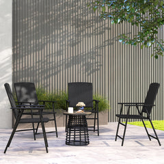 Outsunny Set of Four Folding Rattan Seat Chairs - Black