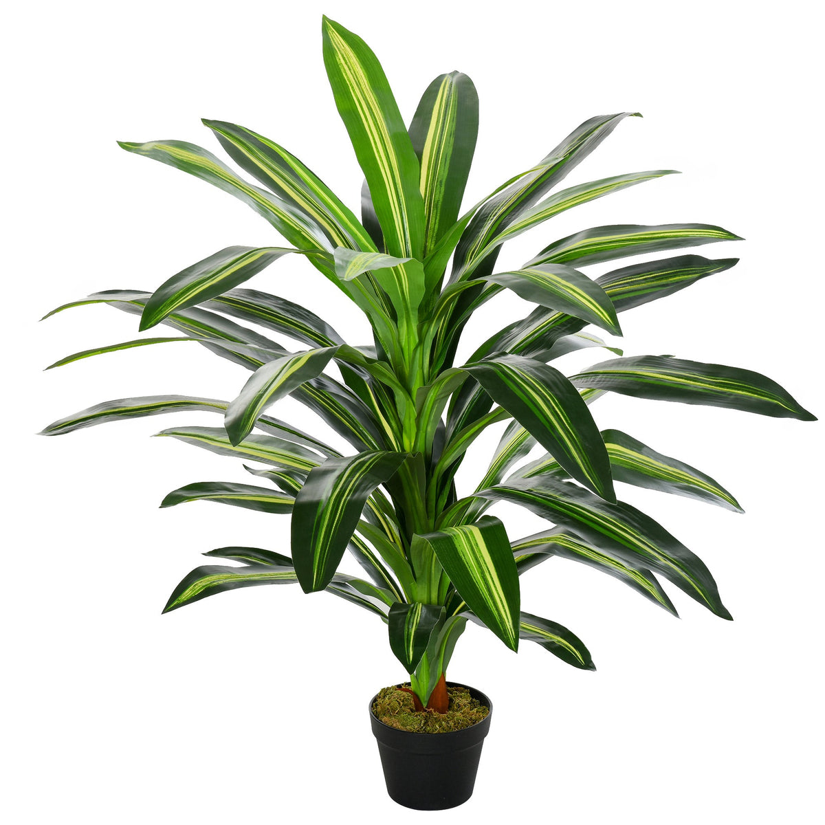 Outsunny 110cm/3.6FT Artificial Dracaena Tree Decorative Plant 40 Leaves with Nursery Pot, Fake Tropical Tree for Indoor Outdoor D√É¬©cor