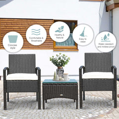 Outsunny 2 Seater Rattan Bistro Set, Steel-Brown