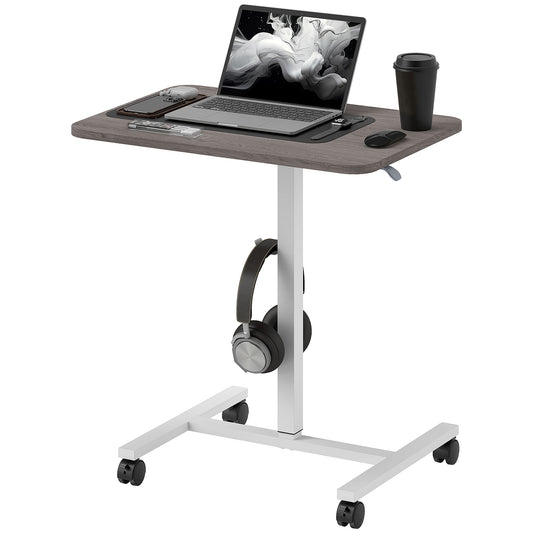 HOMCOM 75-115cm Manual Adjustable Sit-To-Stand Desk - White/Grey