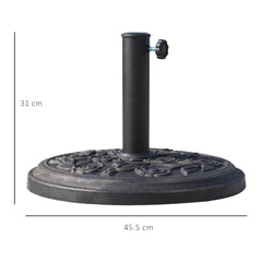 Outsunny 9kg Garden Parasol Base, Round Resin Sun Umbrella Base, Outdoor Umbrella Stand for 38mm or 48mm Outdoor Umbrella Poles, Bronze Tone