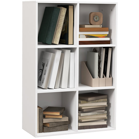 HOMCOM Six-Cube Bookcase - White Wood Effect