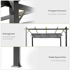 Outsunny 3 x 3 m Aluminum Gazebo, with Retractable Roof - Grey