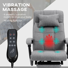 Vinsetto Office Chair, 6 Point Massage Desk Chair, Computer Chair with Footrest & Head Pillow, 360√Ç¬∞ Swivel Recliner Chair for Home Office, Grey