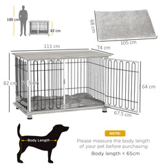 PawHut Indoor Dog Crate Furniture, Side End Table, with Soft Washable Cushion, Lockable Doors, for Large Dogs