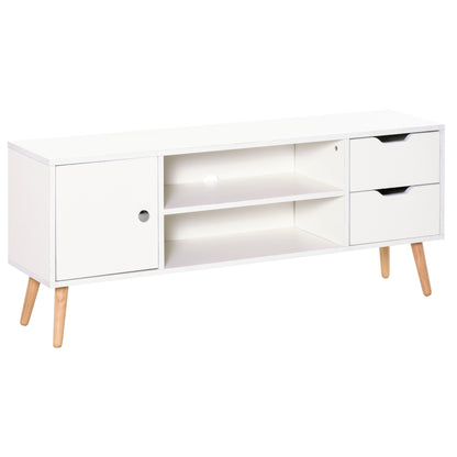 HOMCOM TV Stand for TVs up to 50", TV Console Cabinet with Open Storage Shelf and Drawers for Living Room, Entertainment Room and Bedroom, White