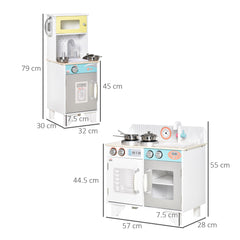 مجموعة ألعاب مطبخ خشبية للأطفال من هومكوم، مع حوض وهاتف وسلة تخزين، للأطفال من سن 3 إلى 6 سنوات