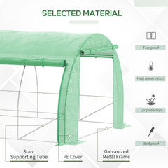 Outsunny Polytunnel Greenhouse Walk-in Grow House Tent with Roll-up Sidewalls, Zipped Door and 6 Windows, 3x3x2m Green