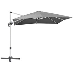 Outsunny 3 x 3(m) Cantilever Roma Parasol, Square Garden Umbrella with Cross Base, Crank Handle, Tilt, 360√Ç¬∞ Rotation and Aluminium Frame, Grey