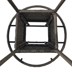 Outsunny 70cm Four-Person Wood-Effect Rattan Table - Grey