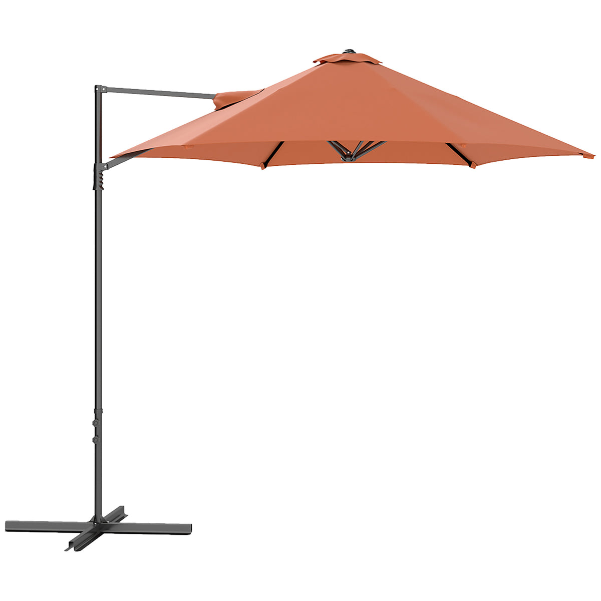 Outsunny 2.5M Garden Cantilever Parasol, Offset Roma Patio Umbrella Hanging Sun Shade Canopy Shelter with 360√Ç¬∞ Rotation and Cross Base, Orange