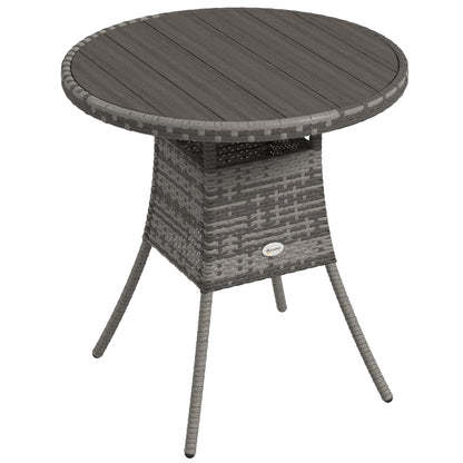 Outsunny 70cm Four-Person Wood-Effect Rattan Table - Grey