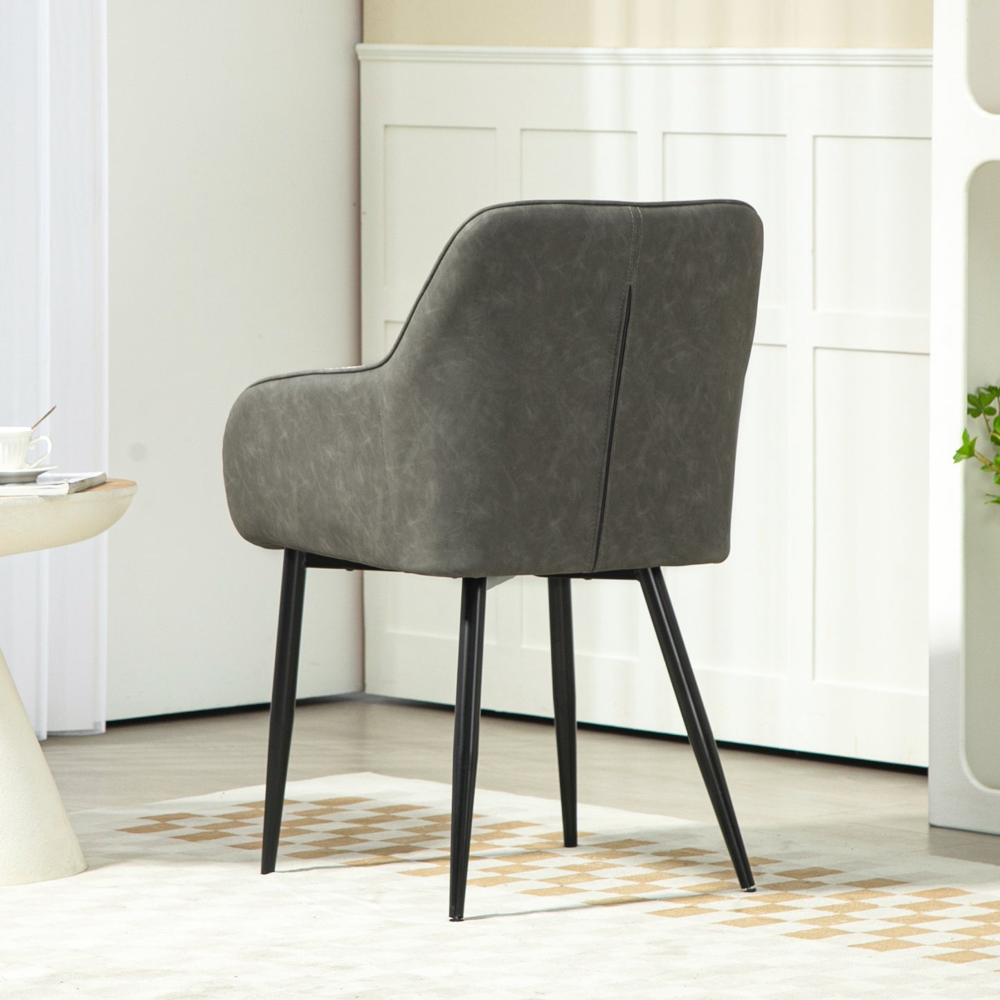 HOMCOM Accent Chair with Foot Pads, Upholstered Armchair with Chenille Fabric Front and PU Back, Occasional Chair for Living Room Bedroom, Cream White