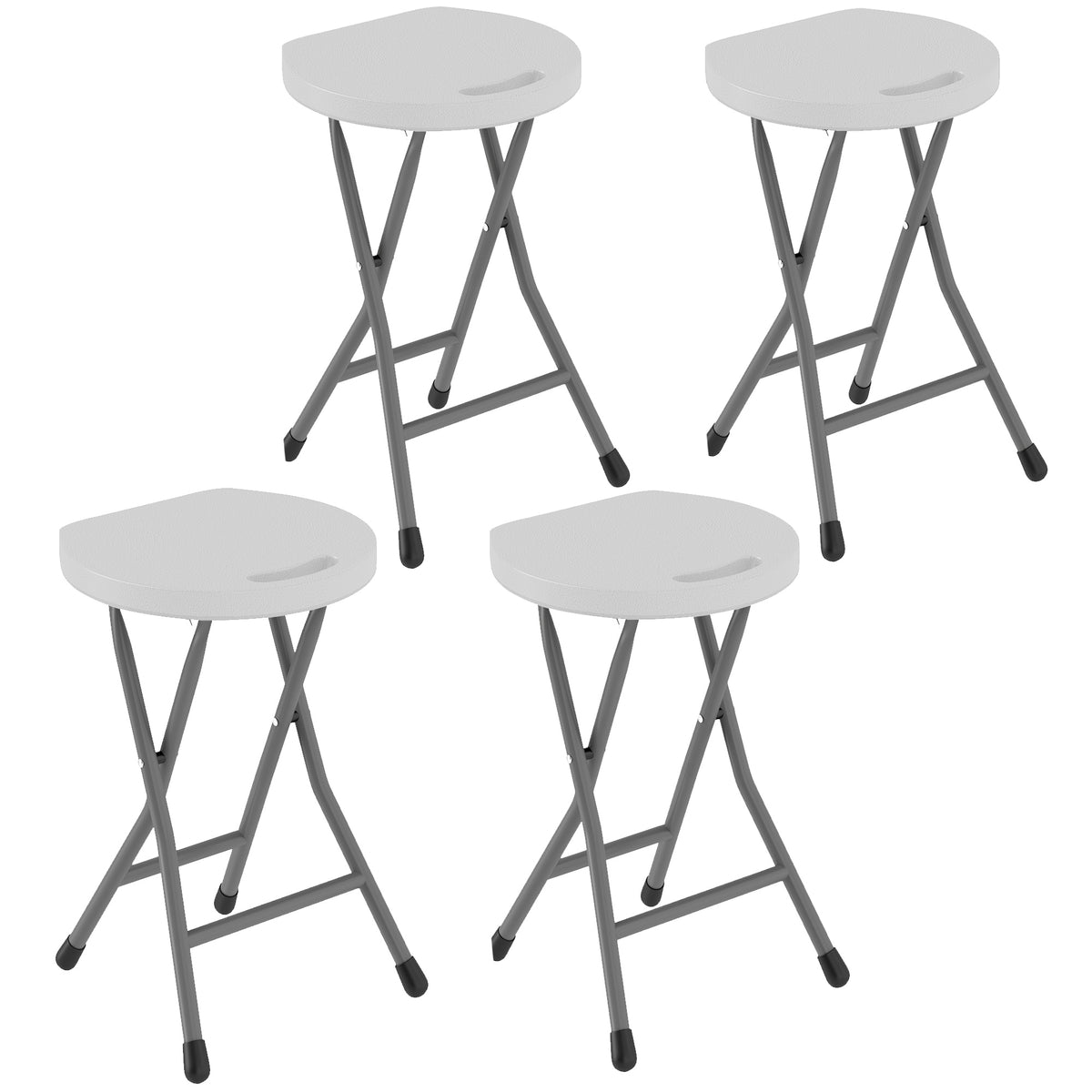 Outsunny Set of Four Folding Carry Stools - White