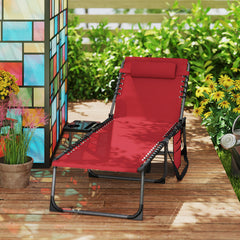 Outsunny Five-Position Reclining Sun Lounger - Red