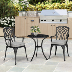 Outsunny Three-Piece Cast Aluminium Bistro Set - Black