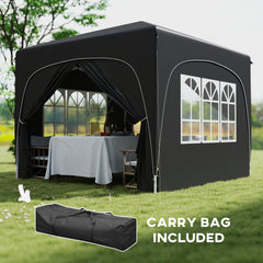 Outsunny 3 x 3m Pop-Up Gazebo Shelter, with Accessories - Black