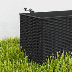 Outsunny Set of Two Rattan-Effect Planters - Black