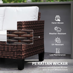 Outsunny Two-Seater Rattan Outdoor Sofa - Brown