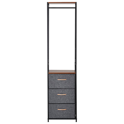HOMCOM Coat Rack with 3 Drawers Storage Rack with Steel Frame for Bedroom Hallway Home Furniture Grey