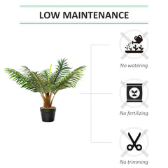 Outsunny 60cm/2FT Artificial Palm Tree Decorative Plant 8 Leaves with Nursery Pot, Fake Tropical Tree for Indoor Outdoor D√É¬©cor