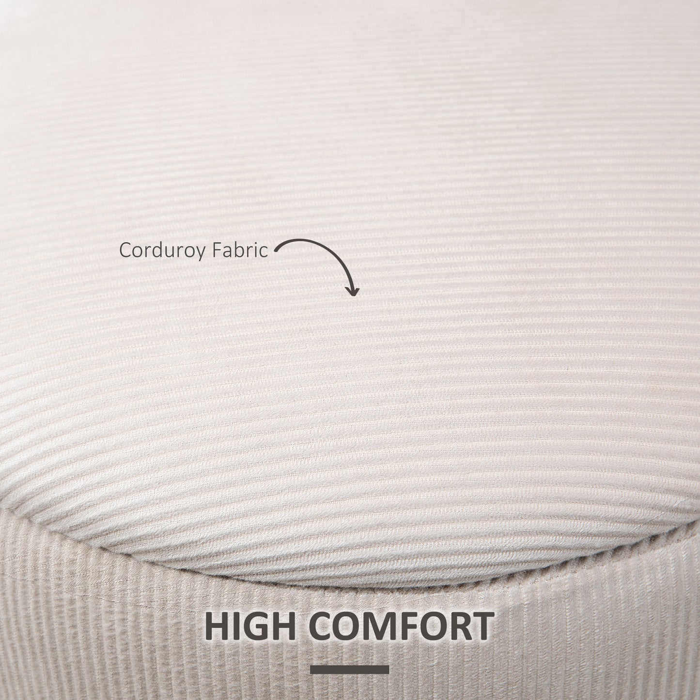 HOMCOM Set of 2 Round Ottoman with Storage, Fabric Vanity Stool for Makeup, Footrest Stool with Removable Lid for Living Room & Bedroom, Cream White