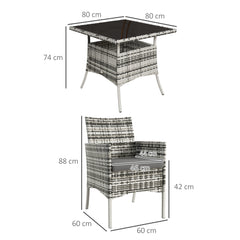 Outsunny Five-Pieces Rattan Dining Set - Mixed Grey