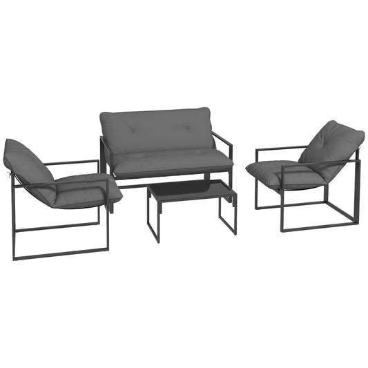 Outsunny Four-Piece Relaxed Back Garden Dining Set - Black/Grey