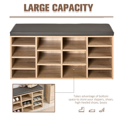 HOMCOM Multi-Storage Shoe Rack w/ 14 Compartments Cushion Moving Shelves Solid Frame Foot Pads Home Office Tidy Organisation Boots Trainers Brown