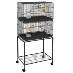 PawHut Two-Tier Bird Cage on Wheels, with Stand, for Small Birds