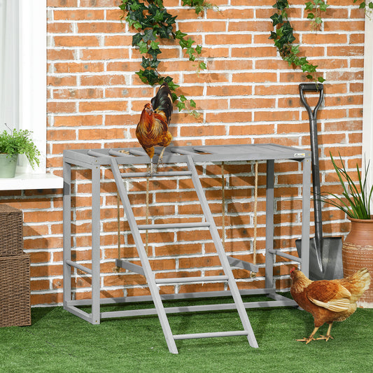 مجموعة ألعاب PawHut Chicken Activity Play with Swing Set لـ 3-4 دجاجات، حظيرة دجاج خشبية، رمادية