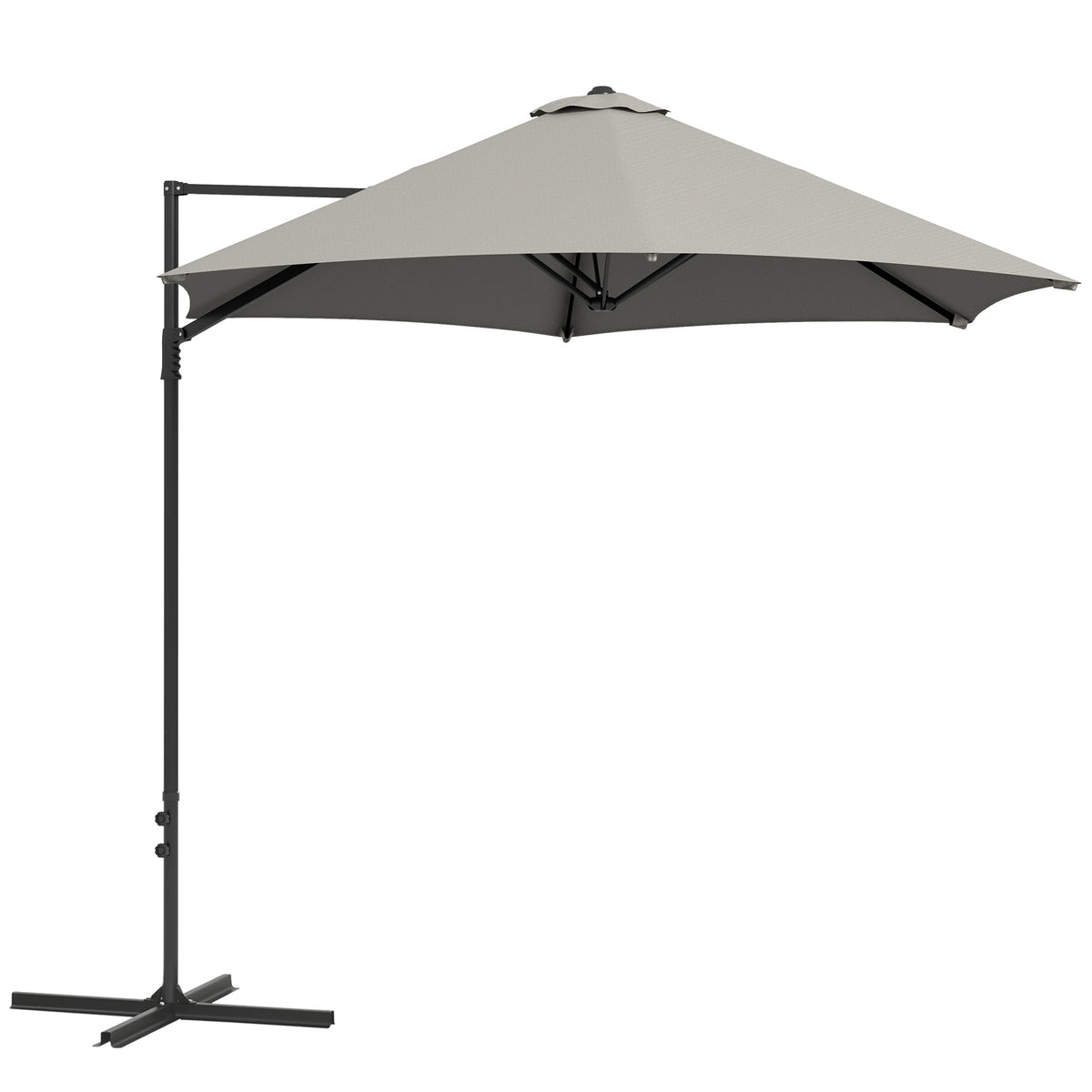 Outsunny 2.5M Garden Cantilever Parasol, Offset Roma Patio Umbrella Hanging Sun Shade Canopy Shelter with 360√Ç¬∞ Rotation and Cross Base, Light Grey