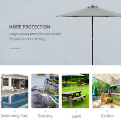 Outsunny 2.8m Garden Parasol Umbrella, Round Outdoor Market Table Umbrella Sun Shade Canopy, Dark Grey