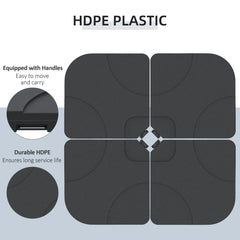 حامل مظلة من 4 قطع من Outsunny لتعليق مظلة على شكل موزة، مملوءة بالماء والرمل، حتى 72 كجم، لون أسود