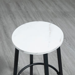 HOMCOM Three-Piece Marble-Effect Bar Table Set - White/Black