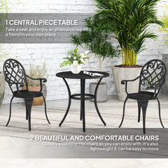 Outsunny Three-Piece Elegant Aluminium Garden Set - Black