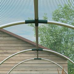 Outsunny 360 x 120cm Galvanised Steel Fruit Cage, Plant Protection Tent with Zipped Door, Green