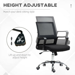 Vinsetto Mesh Back Office Chair, with Wheels - Black