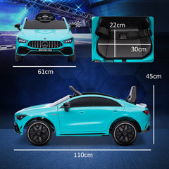 AIYAPLAY Mercedes-Benz AMG CLA 45 Licensed 12V Kids Electric Car Ride on Car w/ Remote, Suspension Lights Music Horn - Light Blue