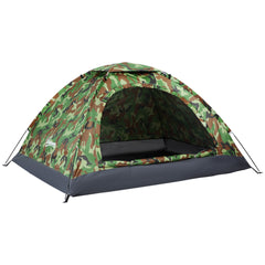 Outsunny 2 Person Camping Tent, Dome Tent with Zipped Doors, Storage Pocket, Portable Handy Bag, Multicoloured