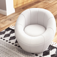 HOMCOM Modern Accent Chair, Swivel Upholstered Armchair for Living Room, Bedroom, Home Office, White