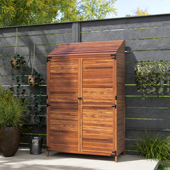 Outsunny 59 x 103.5 cm Two-Tier Wooden Garden Shed - Brown