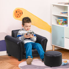 طقم أريكة للأطفال بمقعد واحد من HOMCOM Toddler Chair، 54 × 42 × 41 سم، أريكة للأطفال مع مقعد، أسود