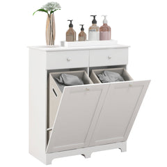 HOMCOM Duo Hamper Laundry Storage Cabinet - White